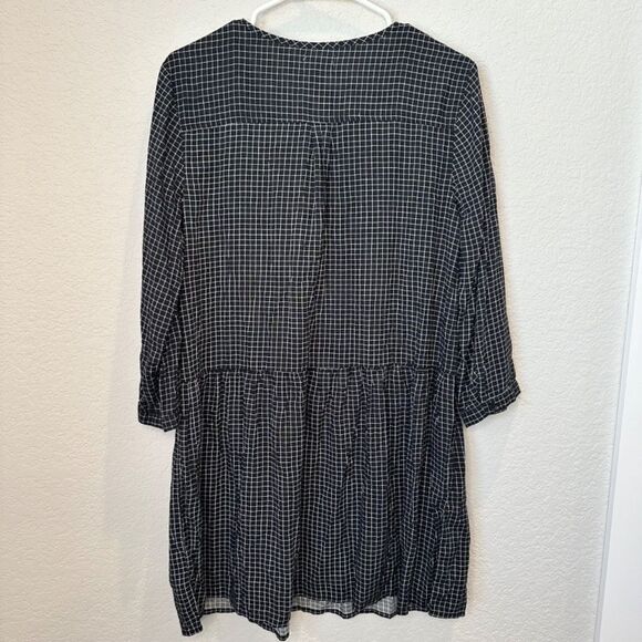 NWT Old Navy Black & White Windowpane Split Neck Loose Mini Dress - Size LP - Picture 6 of 6